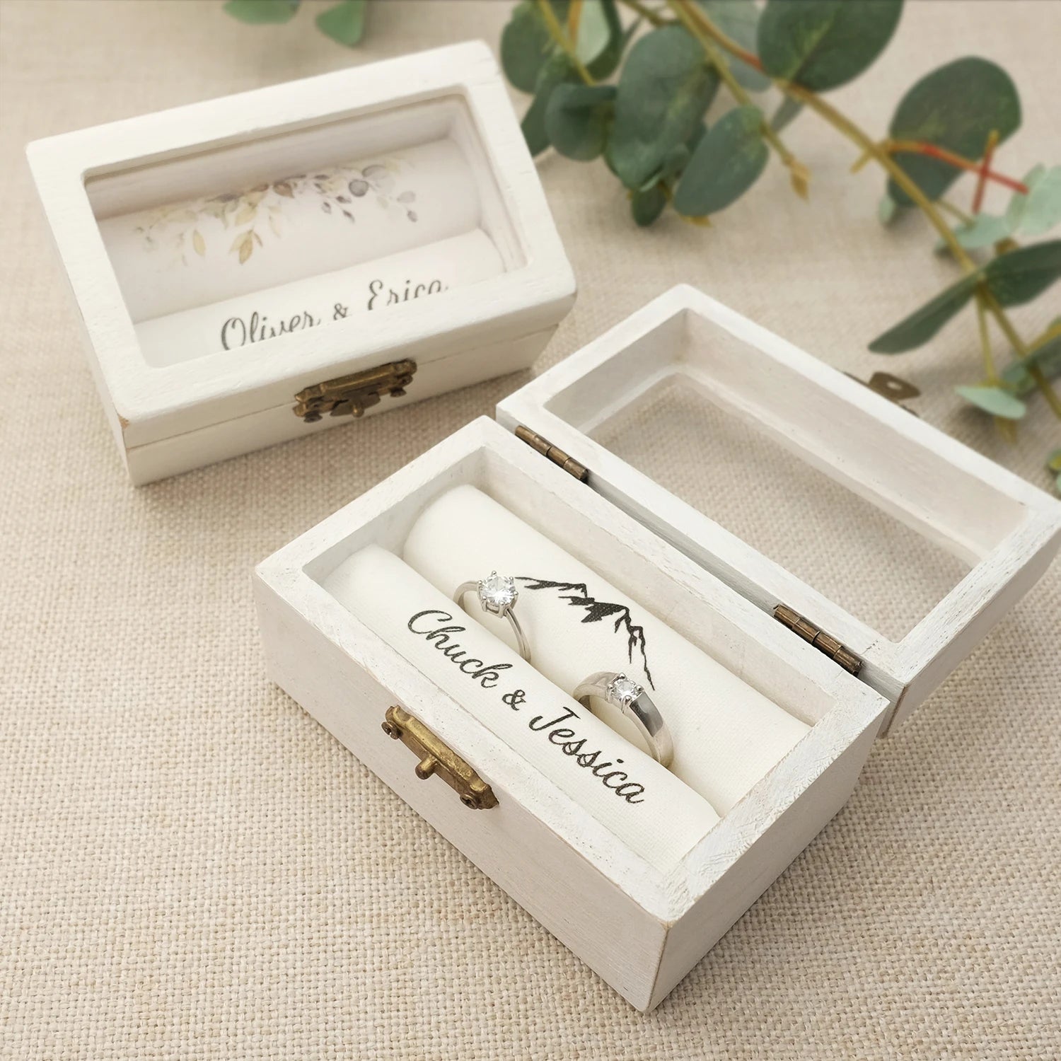 Personalized Wedding Ring Box - Engagement & Ceremony Ring Holder