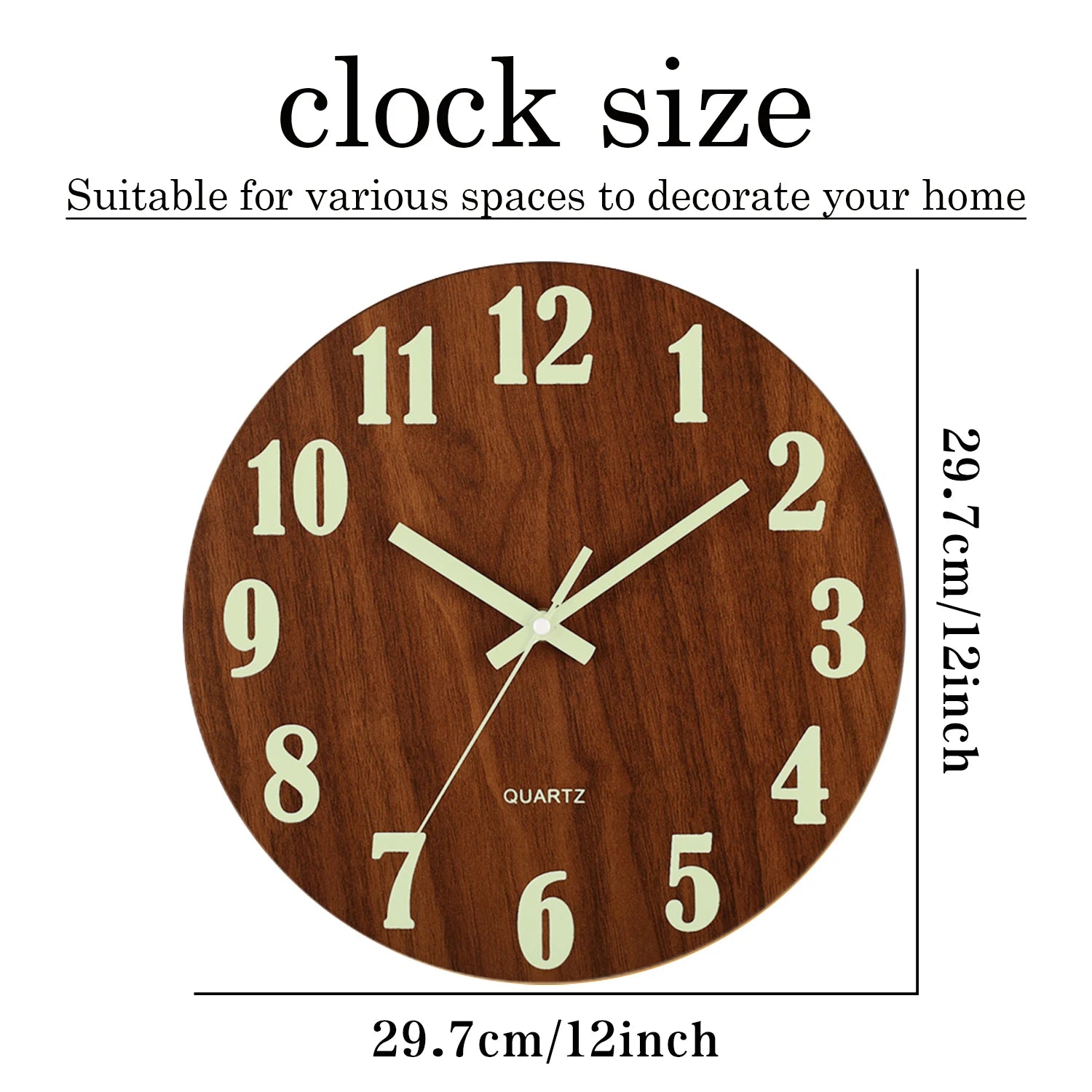 12-Inch Luminous Silent Wall Clock with Night Light