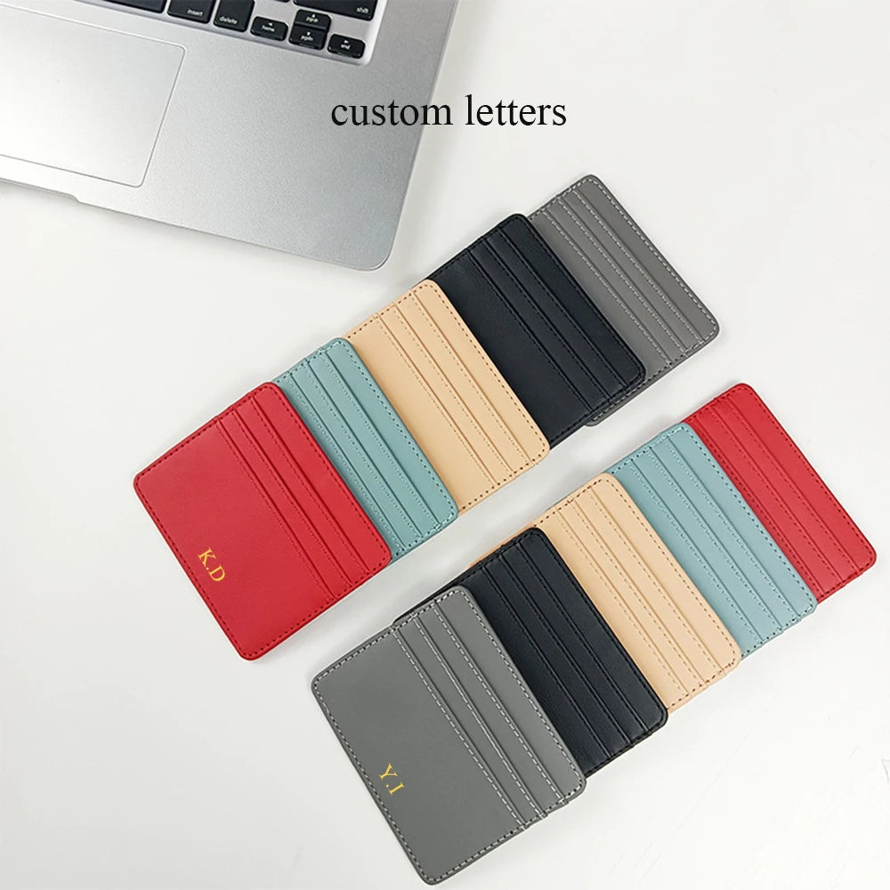 Personalized Slim Leather Card Holder