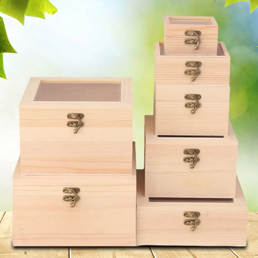 Wooden Square Hinged Storage Box