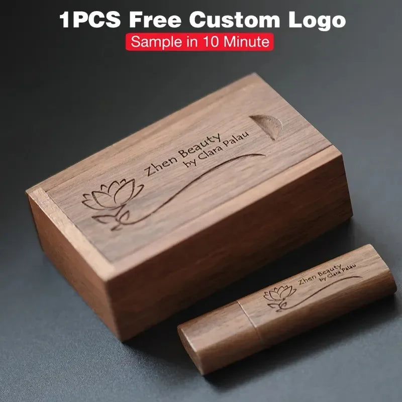 Custom Logo Wooden USB Flash Drive Set