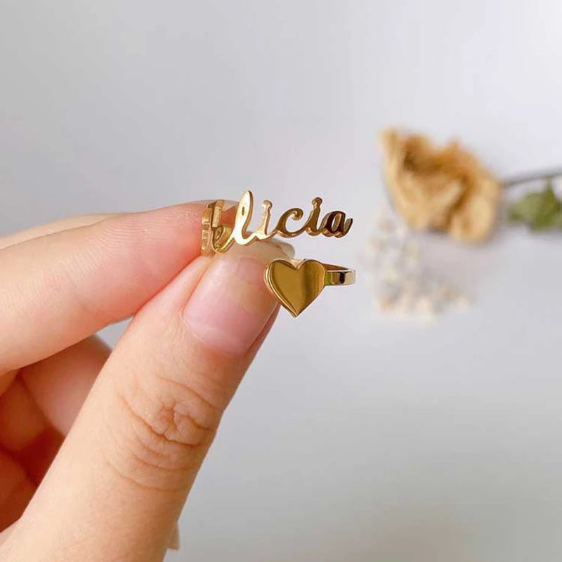 Custom 1-3 Names Adjustable Ring