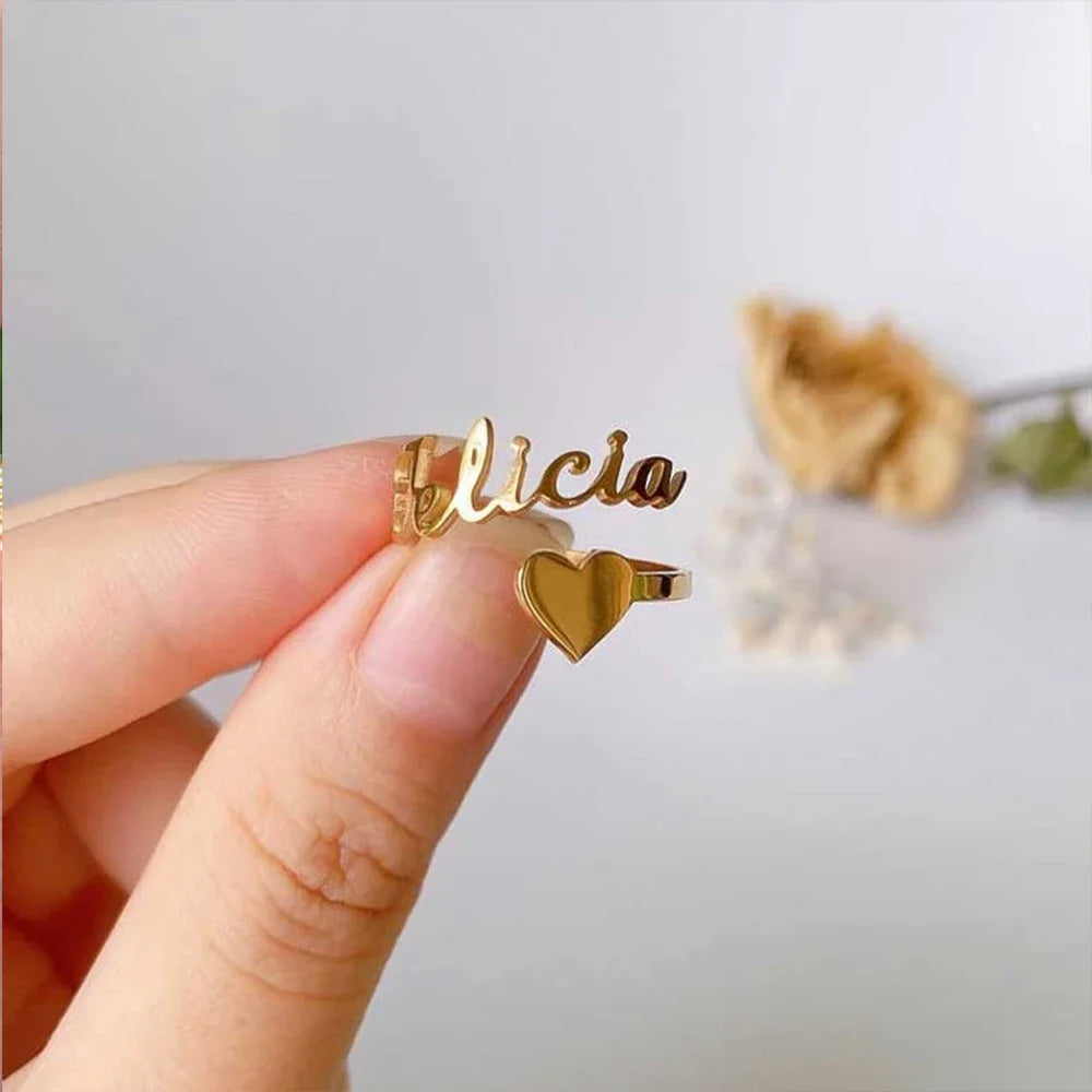 Custom Double Names Gold Ring